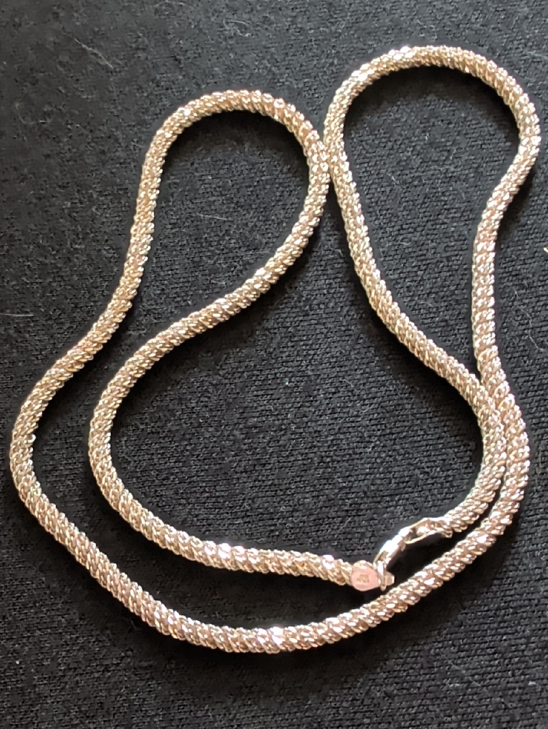 Vintage Italian 925 Sterling Silver Braided Rope Necklace